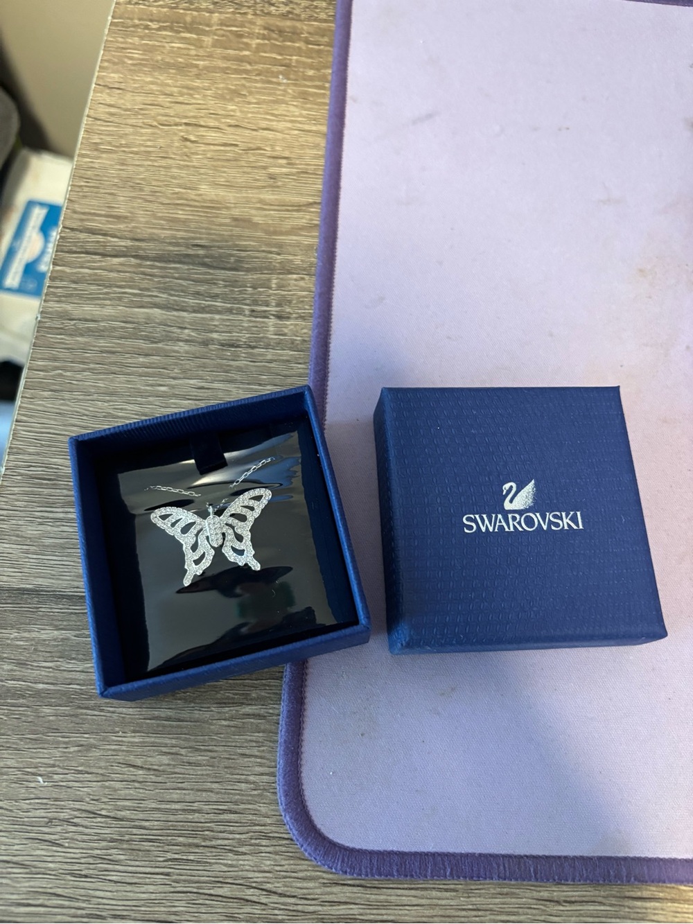 Swarovski Silver Crystal Butterfly Pendant Necklace